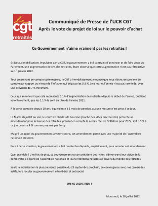 Communiqué de Presse UCR