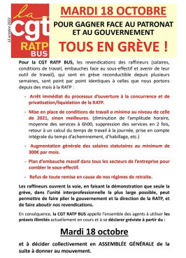18 octobre cgt ratp bus 